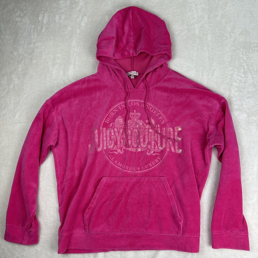 Juicy Couture Velvet Seahorse Crown Womens Size XL pullover Hoodie Sweater Y2K